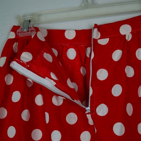 VINTAGE Red Polka Dot Single Stitch A-Line Skirt - Picture 5 of 8